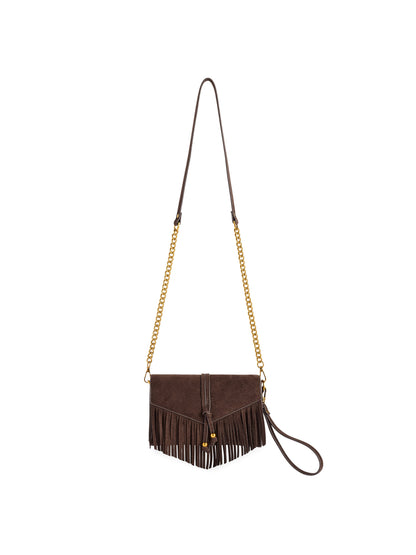Janis Fringe Cross-Body Bag and Wristlet, Chocolate