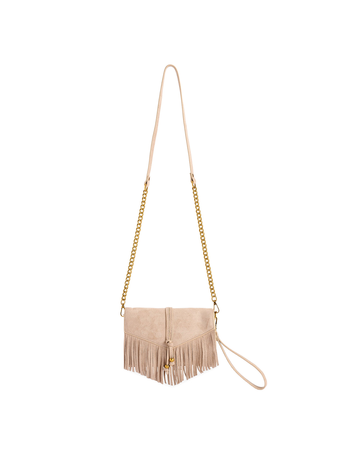 Janis Fringe Cross-Body Bag and Wristlet, Clay