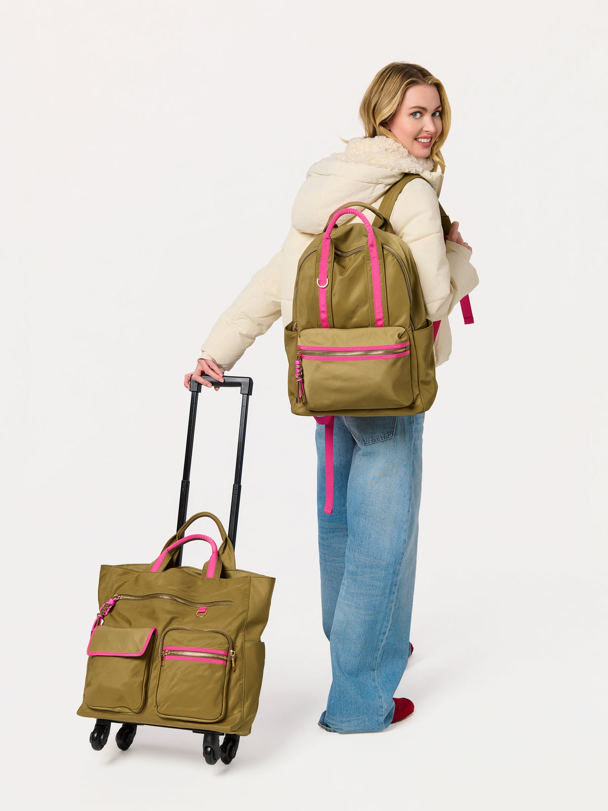 Jet Backpack with Inner Tech Sleeve, shown in a styled setting
