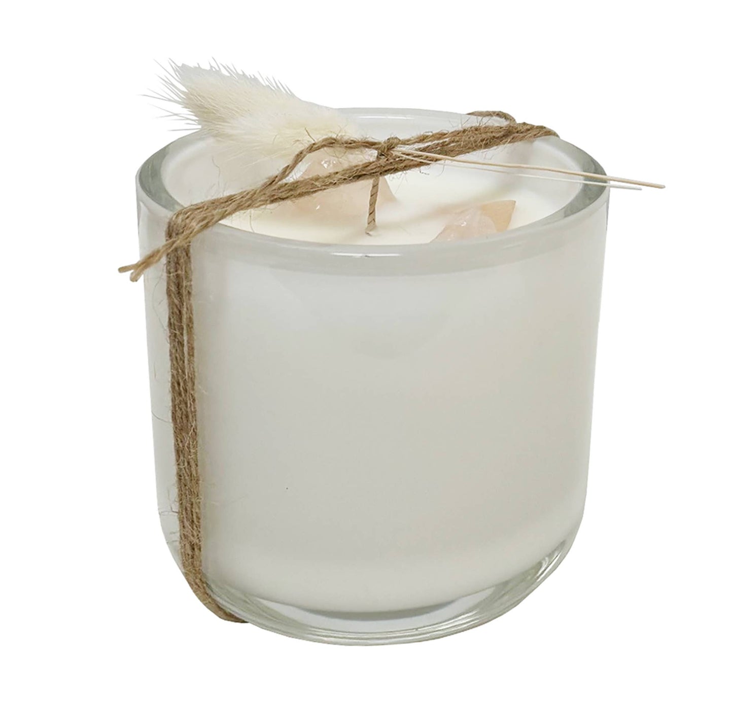 Vela de Cuarzo Rosa y Piedra de Lirio