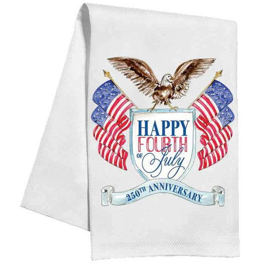 Happy Fourth Of July Crest with Eagle Kitchen Towel