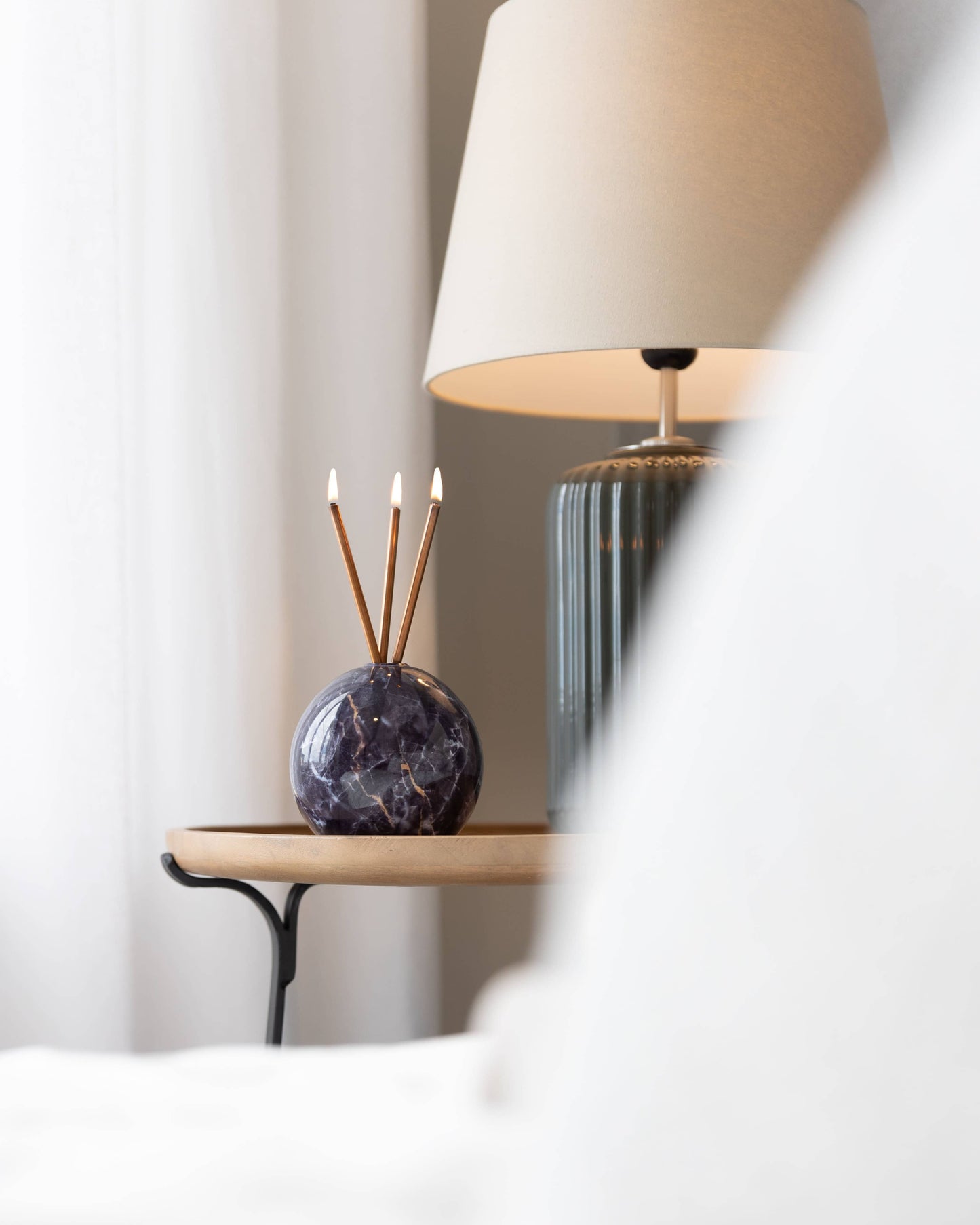 Neva Charcoal Marble Vase for Everlasting Candles