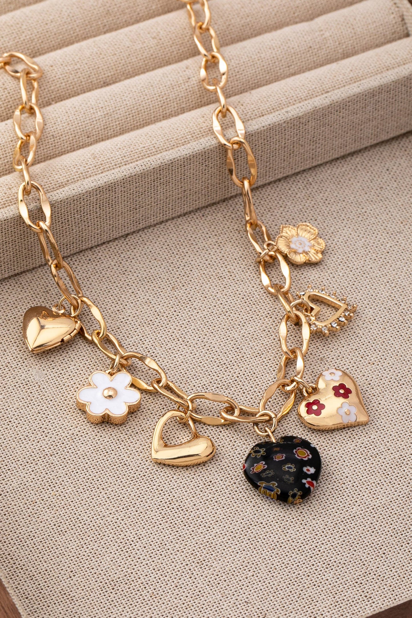 JOSSLYN de wall to wall - COLLAR CON DIJE DE CORAZONES, FLOR Y PIEDRA DE DIAMANTES | 80N92650