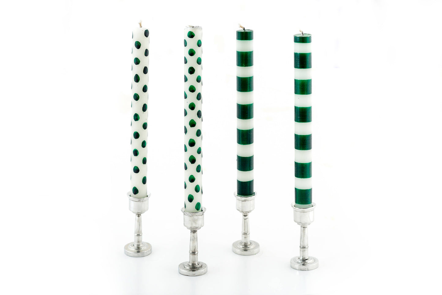 Green Dots & Stripes Tapers - Gift Box of 4