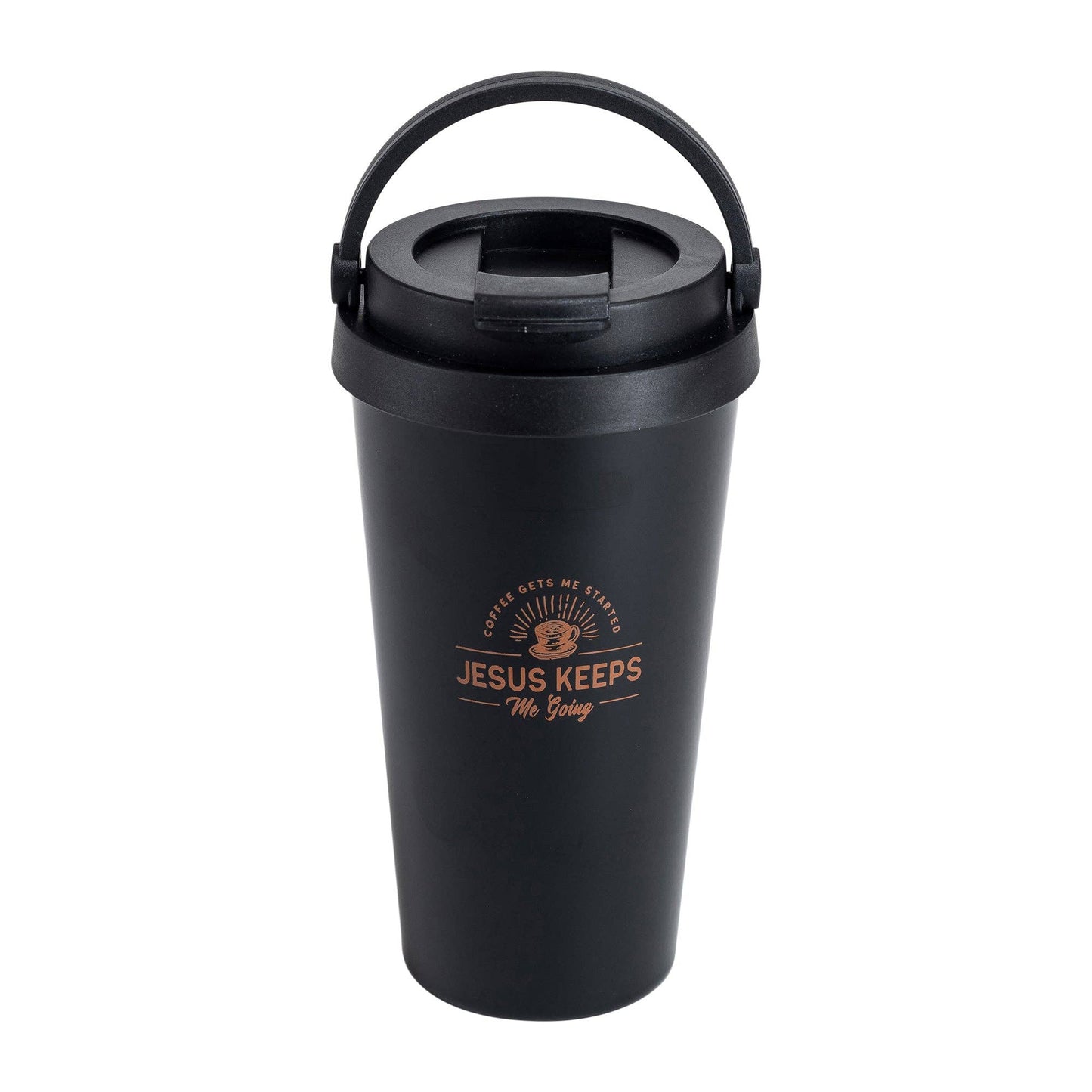 Divinity Boutique - Travel Mug - Jesus Keeps Me Going - Copper Ink/Black Mug