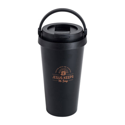 Divinity Boutique - Travel Mug - Jesus Keeps Me Going - Copper Ink/Black Mug
