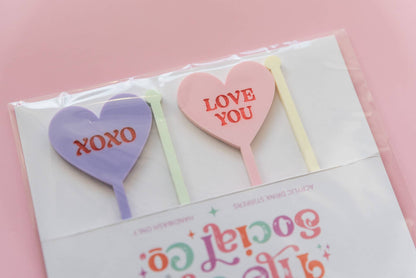 Retro Conversation Heart Drink Stirrers
