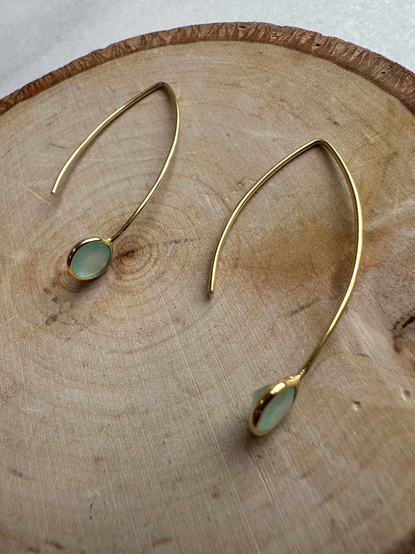 Pendientes colgantes largos con piedras semipreciosas