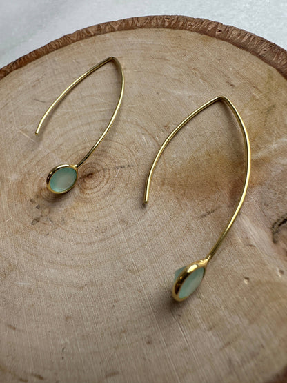 Pendientes colgantes largos con piedras semipreciosas