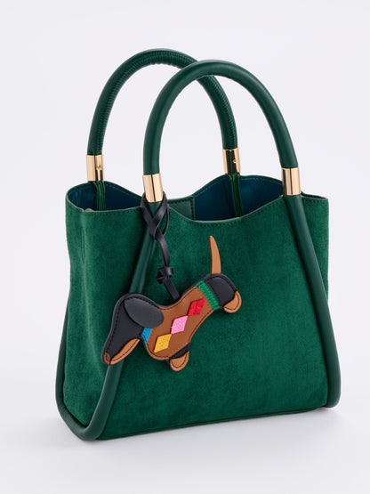Dachshund Dog Bag Charm, Multi, shown in a styled setting