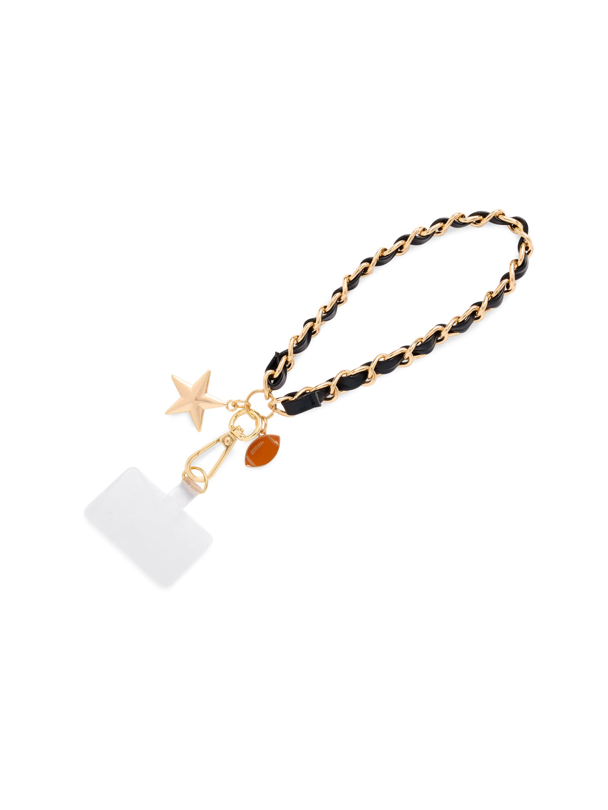 Taylor Football and Star Phone Wristlet with Chain Link Strap, Black