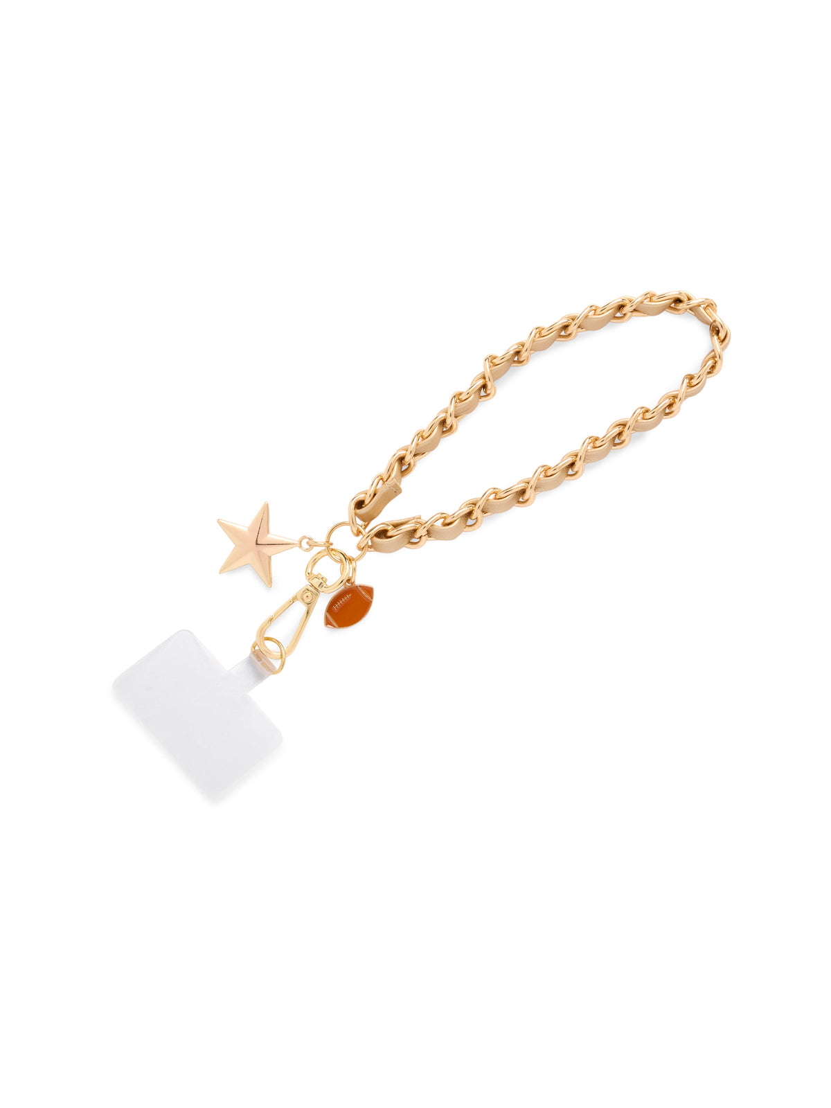 Taylor Football and Star Phone Wristlet with Chain Link Strap, Gold