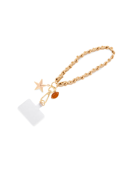 Taylor Football and Star Phone Wristlet with Chain Link Strap, Gold