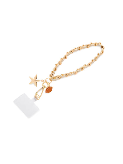Taylor Football and Star Phone Wristlet with Chain Link Strap, Ivory