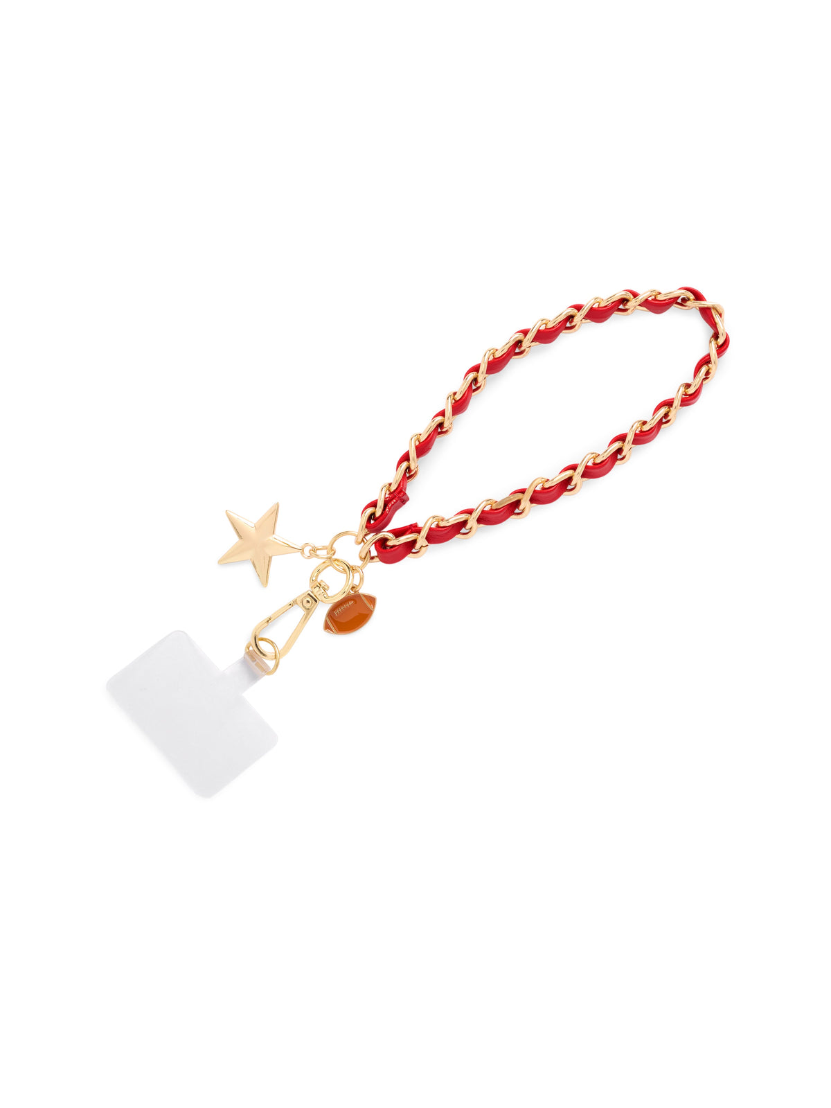 Taylor Football and Star Phone Wristlet with Chain Link Strap, Red