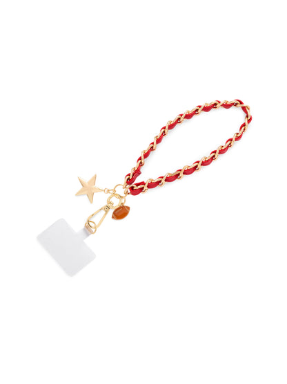 Taylor Football and Star Phone Wristlet with Chain Link Strap, Red
