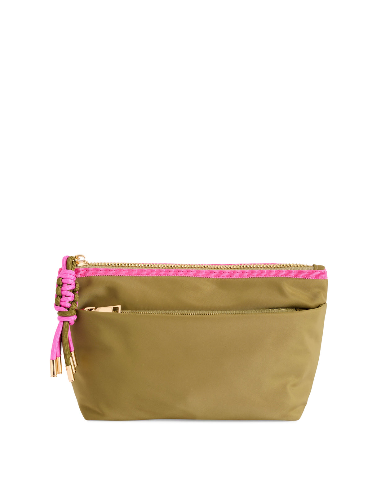 Jet Nylon Zip Pouch with Four Pockets and Paracord Zipper Pulls, Olive