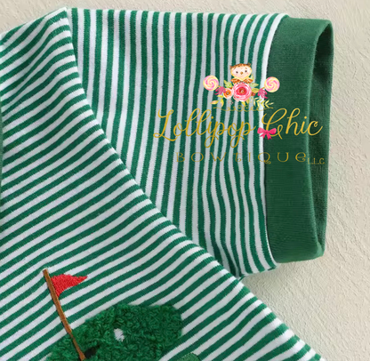 Baby and Toddler Boy Embroidered Dark Green Golf Shorts Set : 12-18M