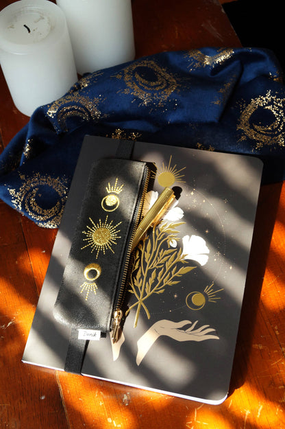 Moon Phase Embroidered Notebook Pouch