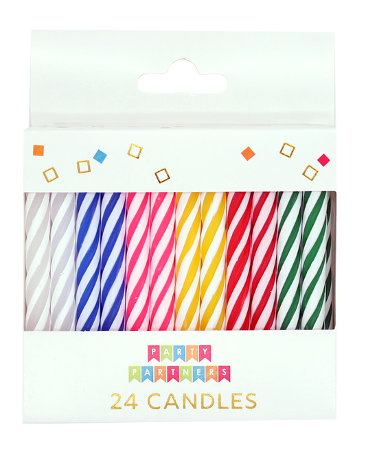 Juego de 24 velas en espiral arcoíris