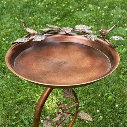 Shallow Birdbath on Branch Stand- 2 Color Options: Antique Copper