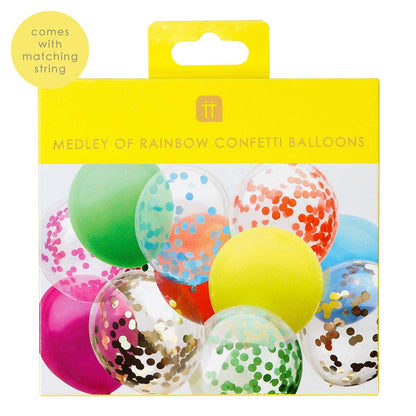 Rainbow Confetti Balloons - 12 Pack
