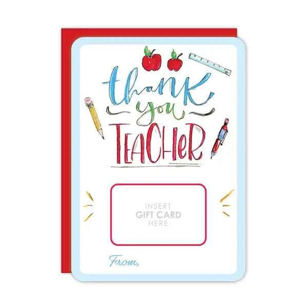 Hand painted Thank You Teacher Gift Card Greeting