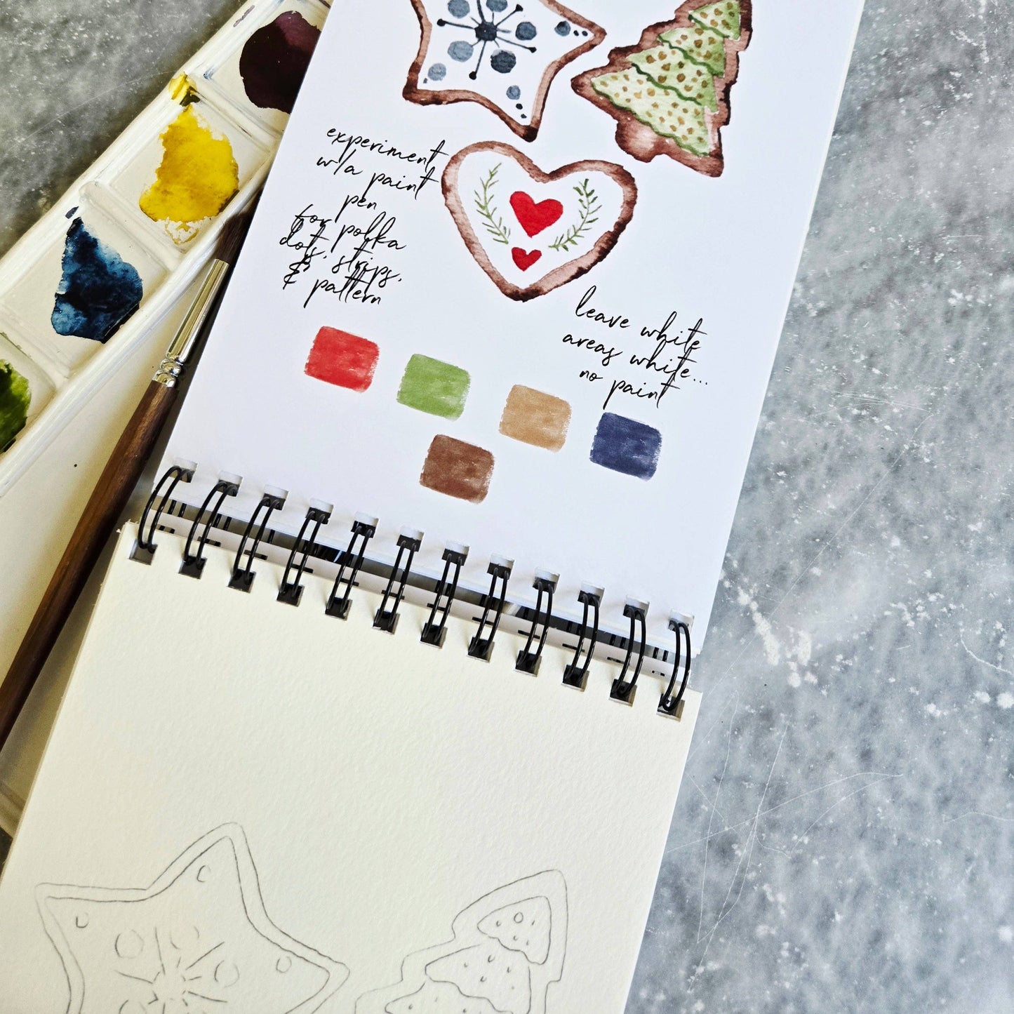 Watercolor Workbook, Spiral Bound, Christmas