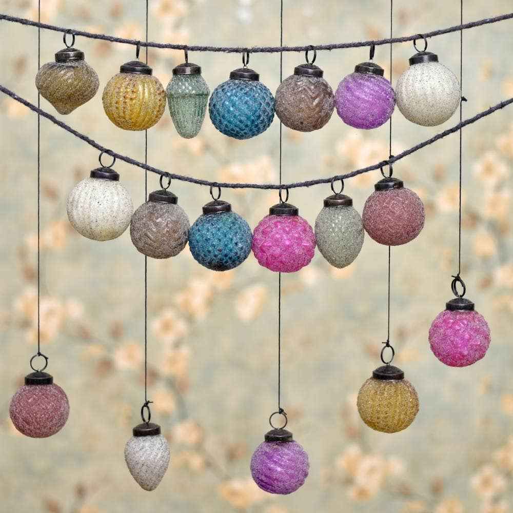 12 Pieces Multicolor Glass Christmas Ornament