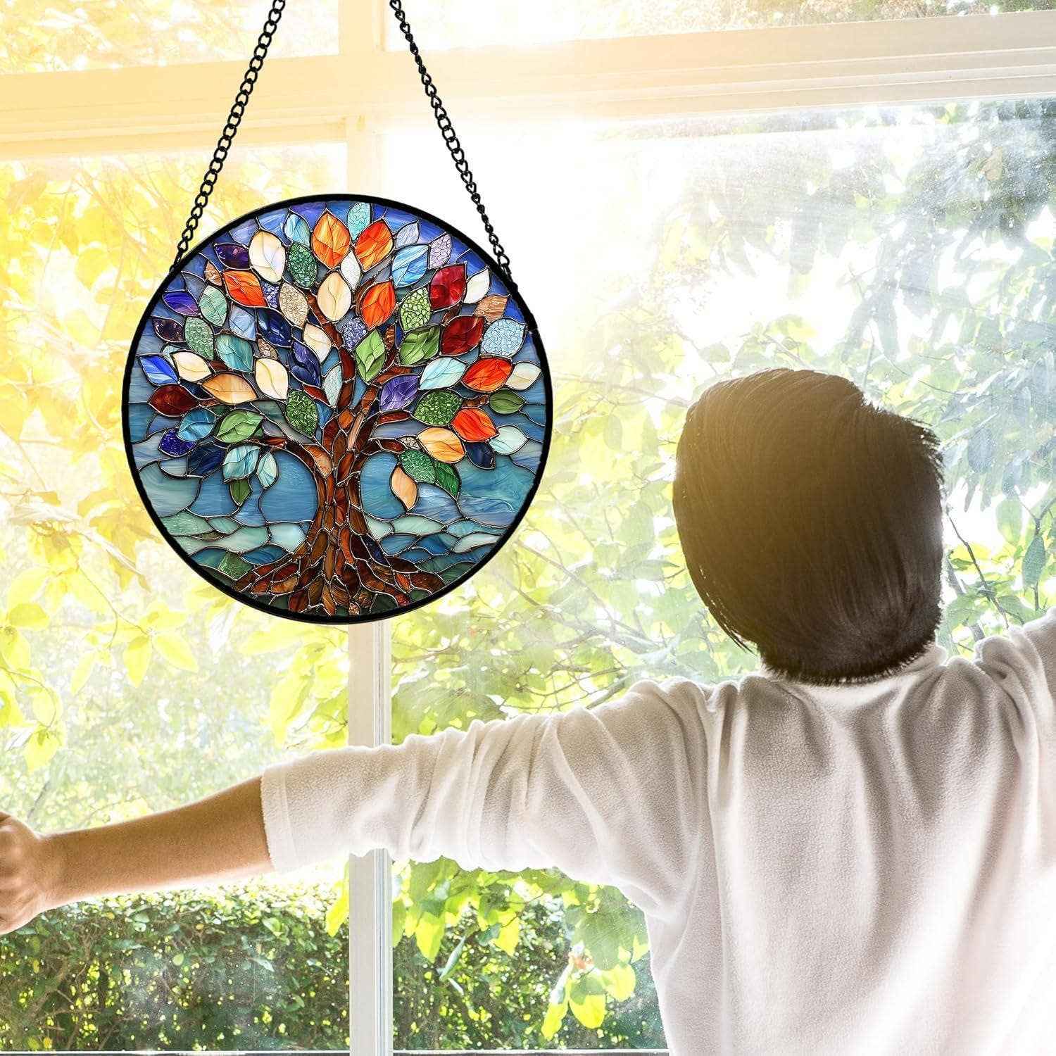 Colorful Tree of Life Suncatchers, Birthday Gift for Mom