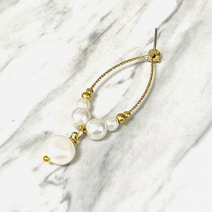 Anita K By Blushing Pink - Brushed Gold Pearl Earring