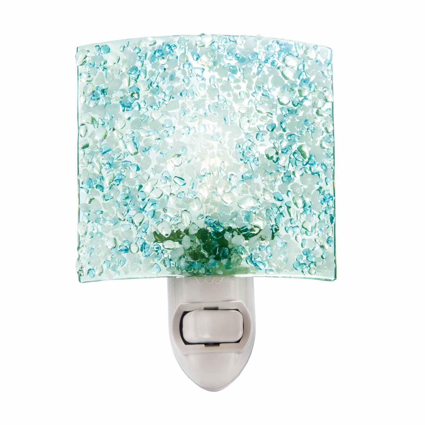 Blue-Green Fused Stained Glass Night Light J Devlin
