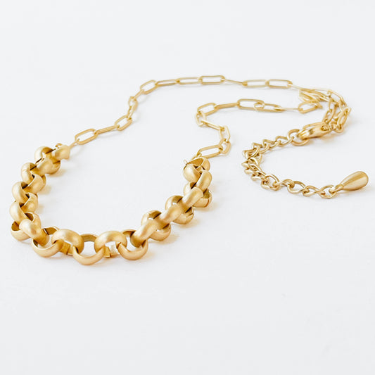 Two Style Gold Paperclip and Rolo and Necklace
