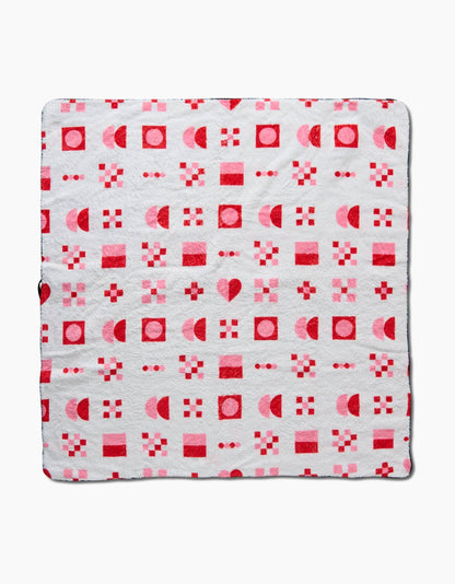 Geometry - Heart Quilt Plush Towel
