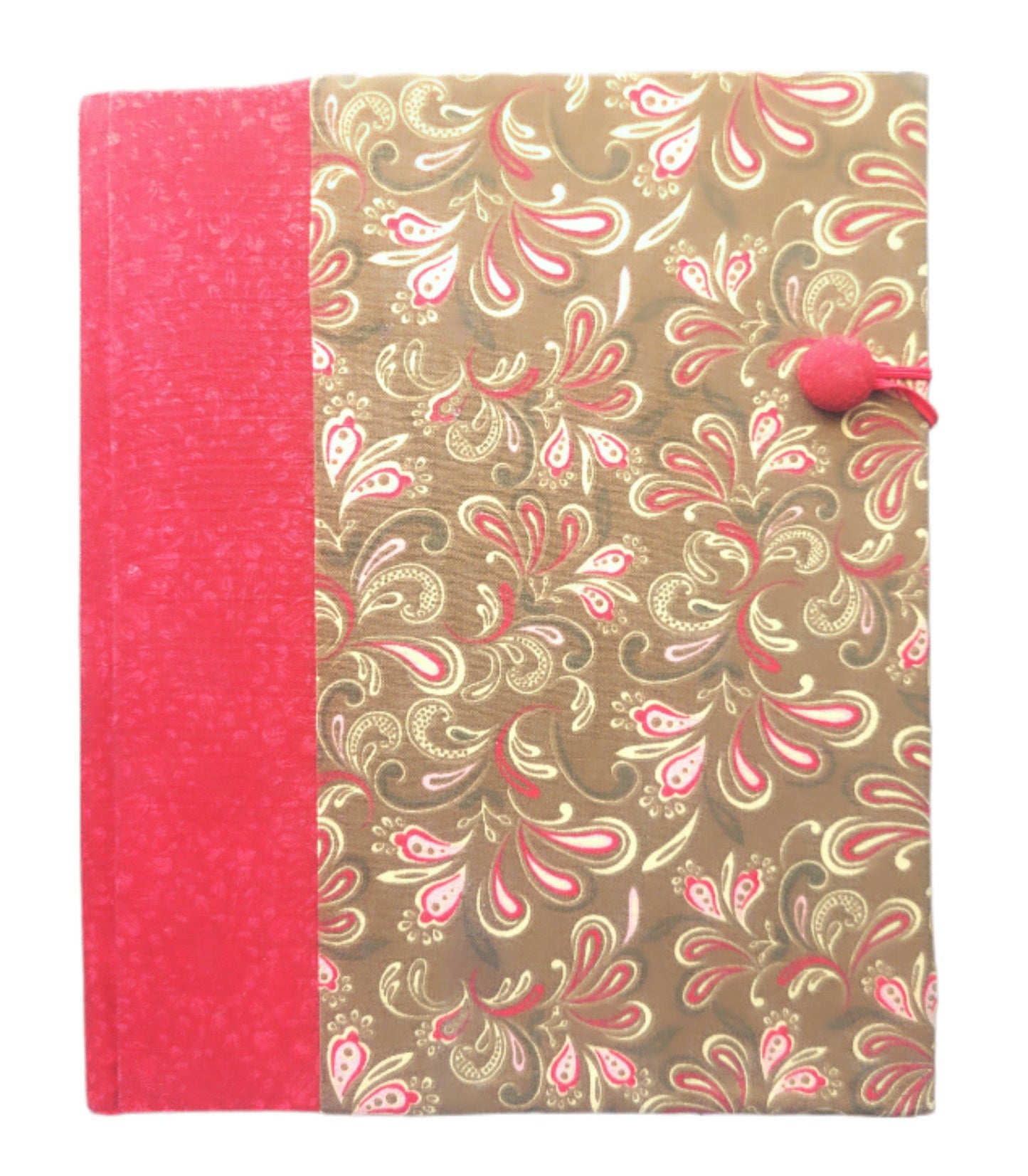 Fabric Covered Hardcover Notebook Composition Book Cover - Red & Brown Paisley