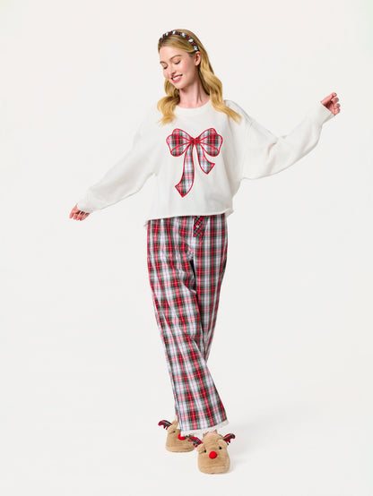 Tartan Boxer Pant, Red, shown in a styled setting