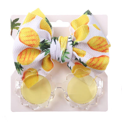 Baby Girl summer sea Sunglasses and floral Headband Set