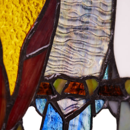 15"W Birds in Love Stained Glass Window Panel