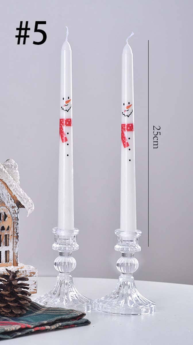 Smokeless Christmas Decorative Printed Taper Candle