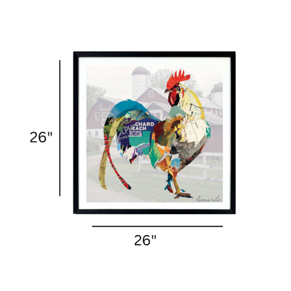 3D Collage Art | Rooster (26"x26")