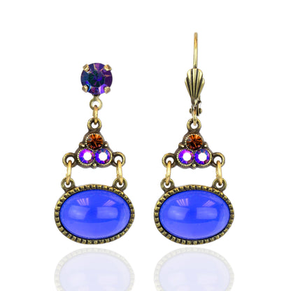 Pendientes de cristal azul Sunset opulento