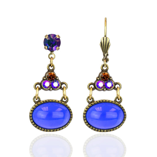 Pendientes de cristal azul Sunset opulento
