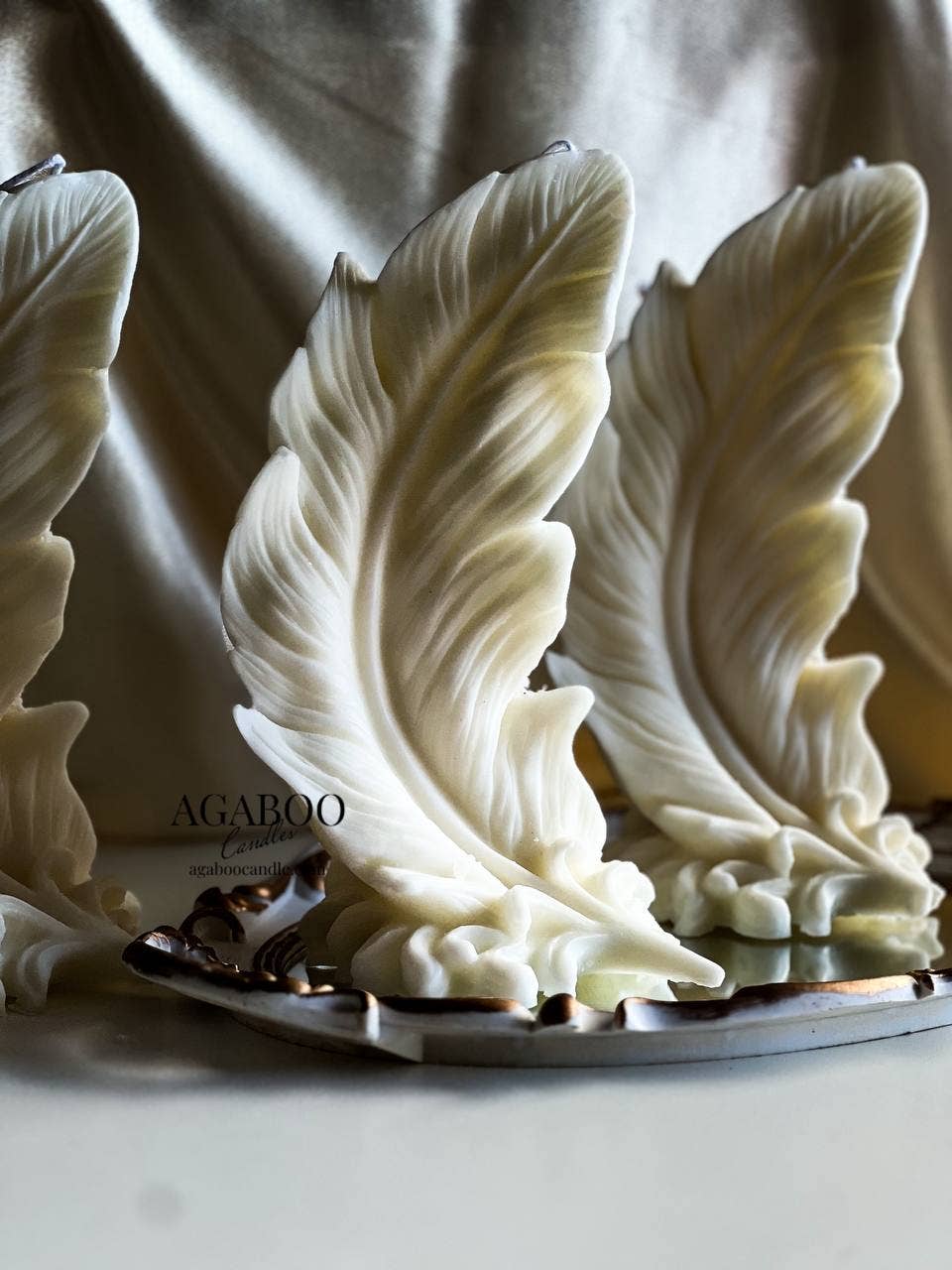 Huge Feather Candle 9.5x5in - Flowers