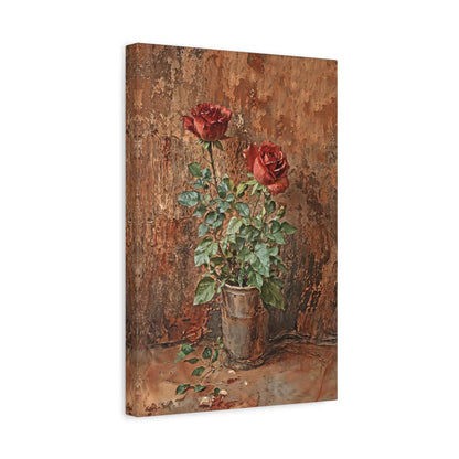 Rustic Red Roses Canvas Print Floral Wall Art Home Decor