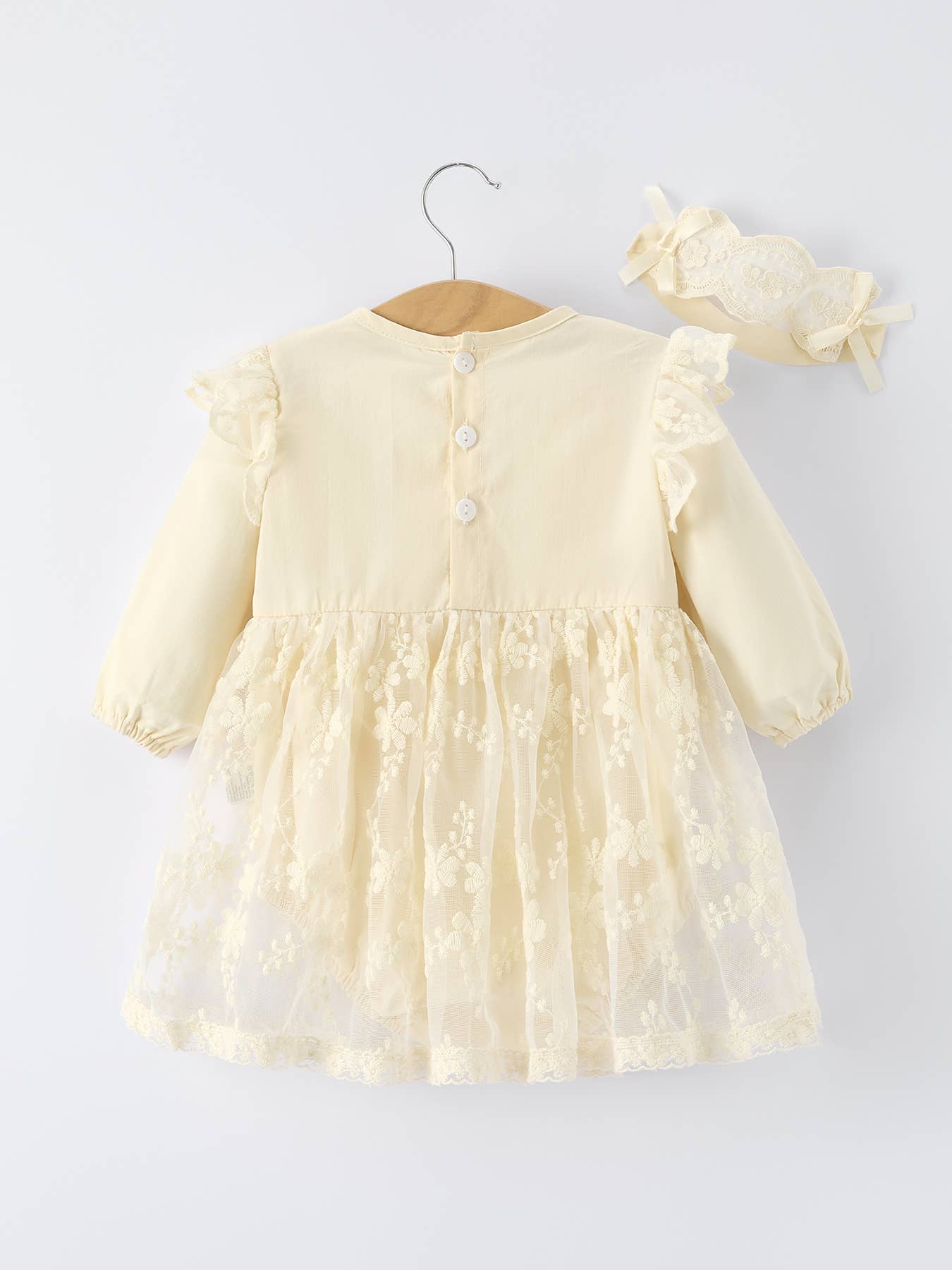 Lace Long-Sleeved Baby Girl Romper w/Matching Headband