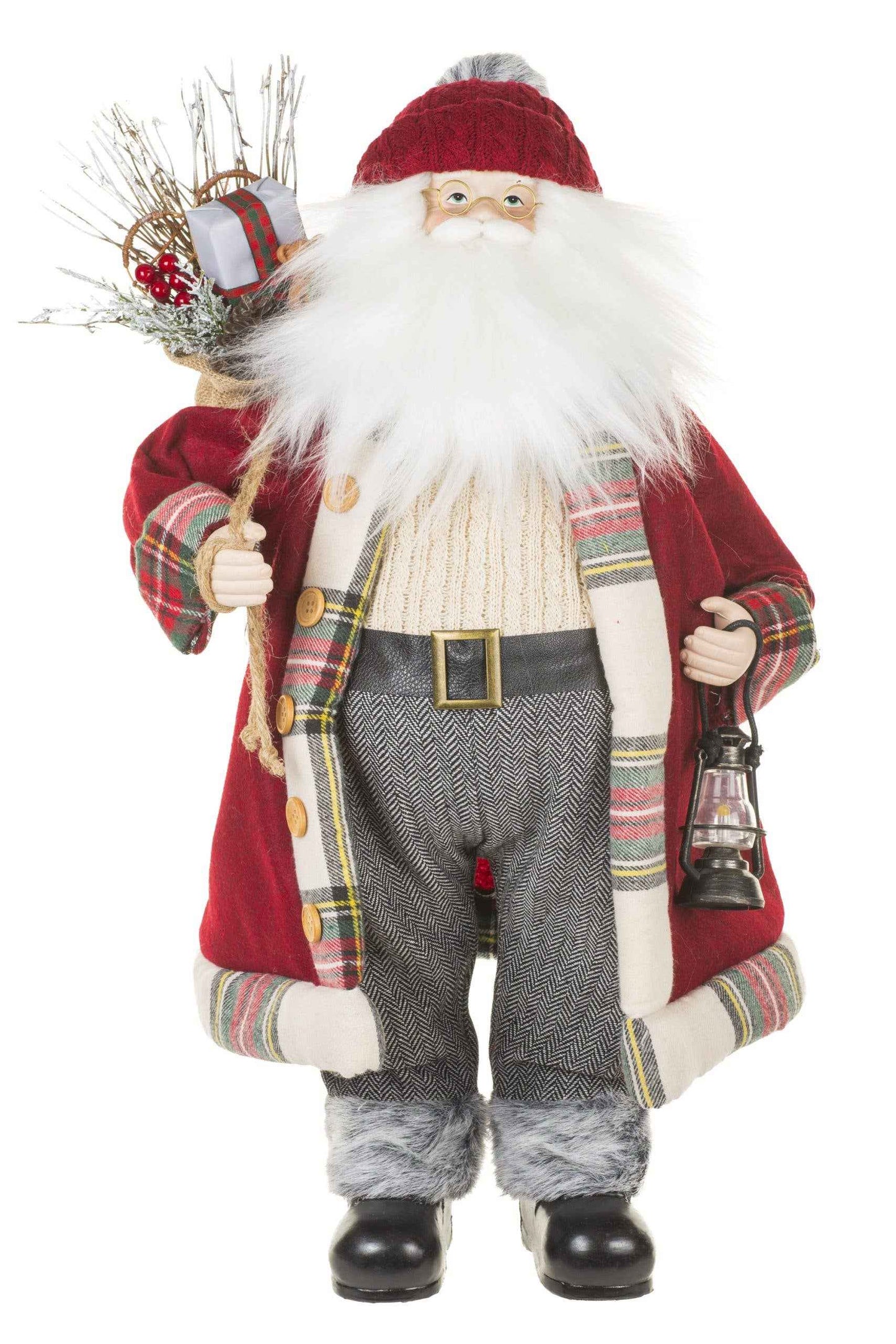 NEW-Cream/Grey Santa