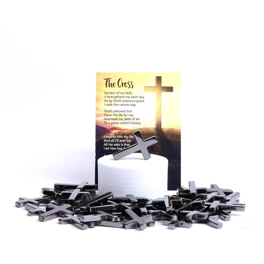 Swanson Christian Products - Hematite Pocket Cross W/ Card - Pack of 50
