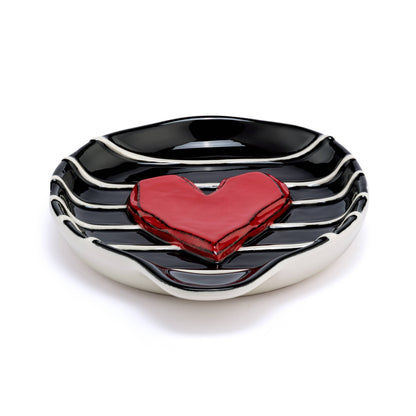 Reposacucharas de corazón rojo