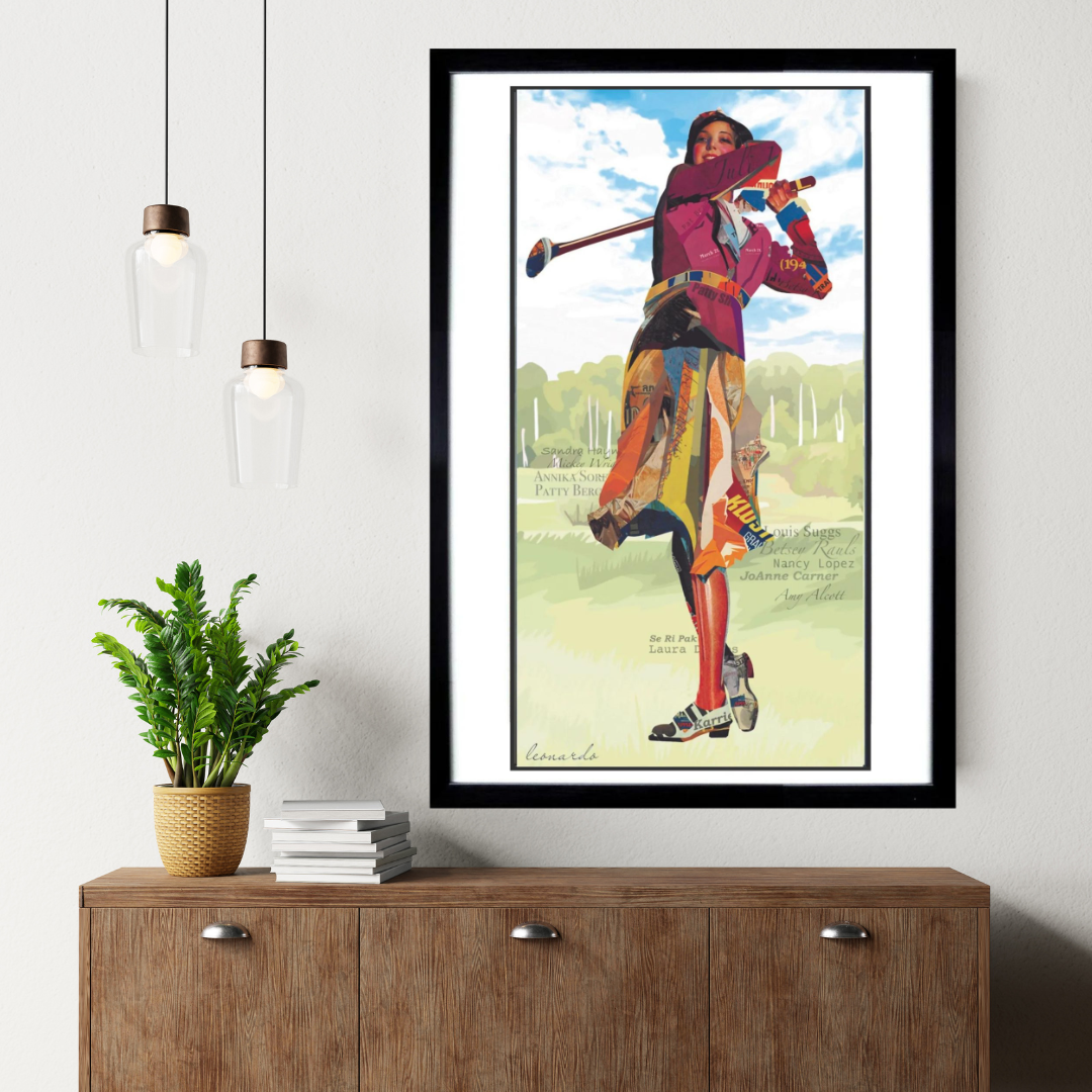 3D Collage Art | Golfer Female (40"x20")