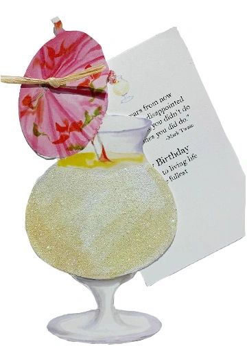 Pina Colada Birthday with glitter greeting card